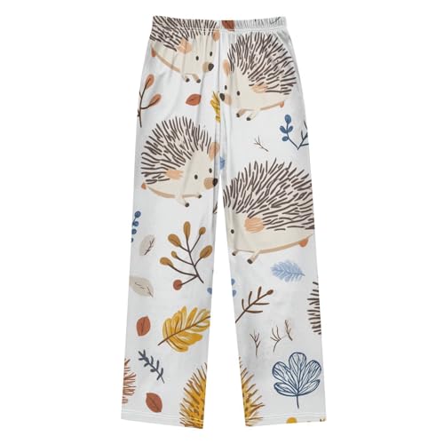 Hedgehog Maple Leaf Boys Long Pants Soft Trousers Elastic Waist Kids Lounge Bottoms with Pockets S-XL2