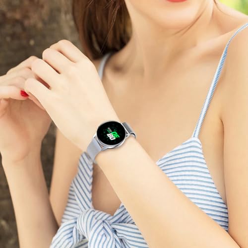 PDSQL Edelstahl Mesh Uhrenarmband, Metall Ersatz Armband Edelstahlarmband mit Magnetverschluss Smartwatch Schnellverschluss Watch Uhren Ersatzband Für Damen Herren (Silber, 20mm)