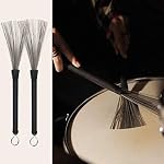 CAVLA 5A Maple Wood Drumsticks, Drum Rods, Retractable Wire Brushes, 12-Piece Set With Dampeners And Portable Storage Bag For Kids, Adults, Beginners, Jazz, Folk