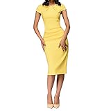 Mustertyp: Solide/Ärmellänge: Kurz/Stil Mode/Halsband: O-Neck/Silhouette: Scheide /Kleidlänge: knielang