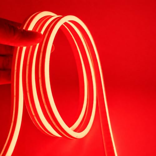 Image of 16.4 Feet Neon LED Strip Light | 12V Adapter, Waterproof IP65, Silicone Flexible Rope Light for Home Wall Decor & Gaming Room| Led Strip Lights | Neon Lights 5 Meter | (Red)