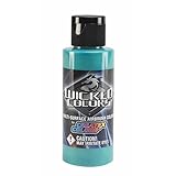Createx Wicked Colors W019 Fluorescent Aqua 2oz. water-based universal airbrush paint. by SprayGunner