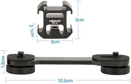 Ulanzi PT-3 Triple Cold Shoe Mounts Plate Microphone Led Video Light Extension Bracket Microphone Stand Rig Compatible for DJI OSMO Mobile 3 2 OM 4 Zhiyun Smooth 4/Feiyu Vimble 2 Gimbal Stabilizer