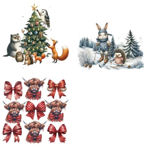 Funny Christmas Sublimation Iron Transfer Patch Heat Transfer Sticker Vinyl Design Iron Applique T-Shirt Clothing DIY Craft Applique Clothing Decoration (P3)