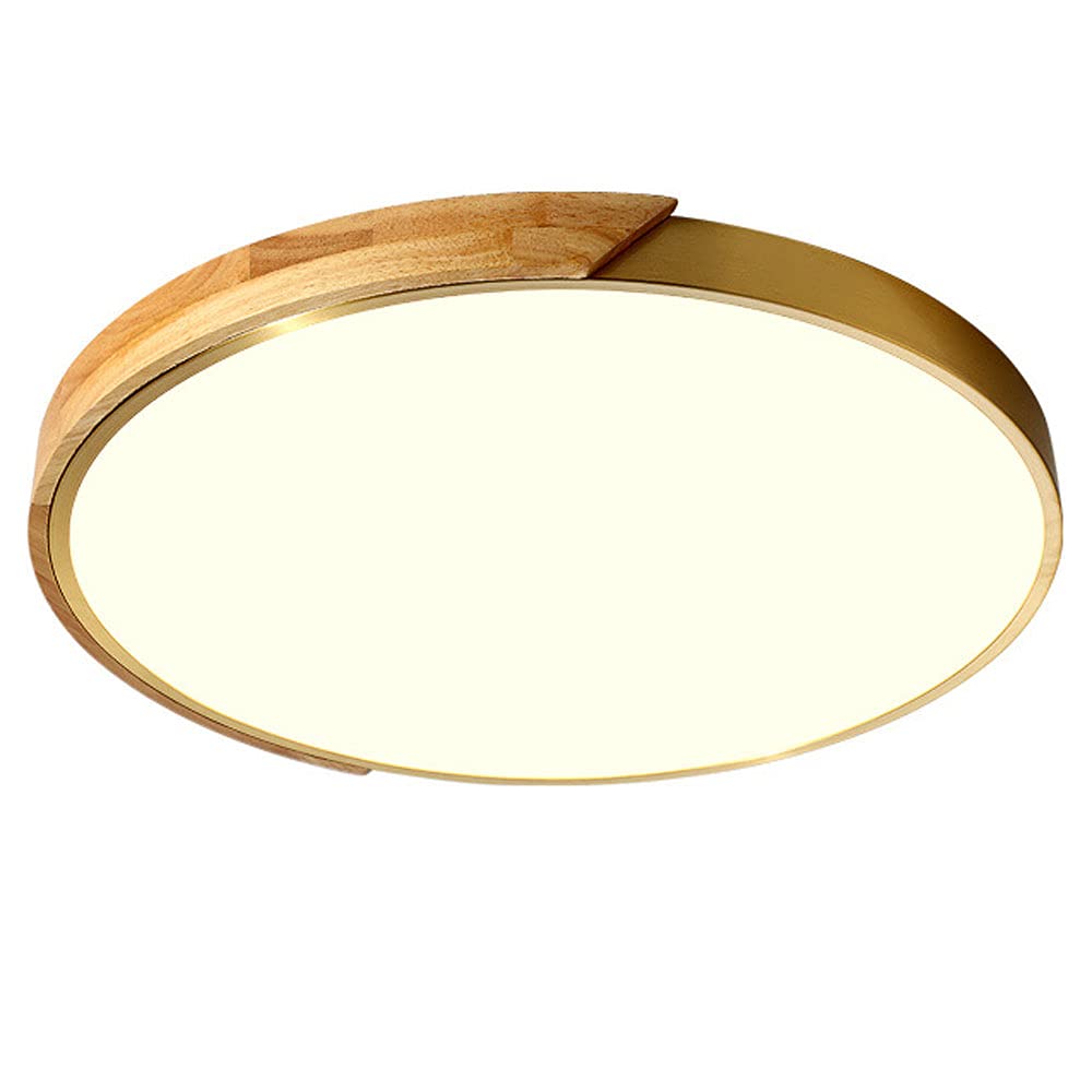 Plafonnier LED en bois noble style nordique lustre de plafond rond 30cm