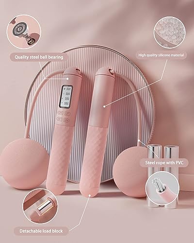 Image of Jump Rope-Cordless & Corded Adjustable Jump Rope for Fitness with Large Ball for Home Gym & Travel for Men and Women