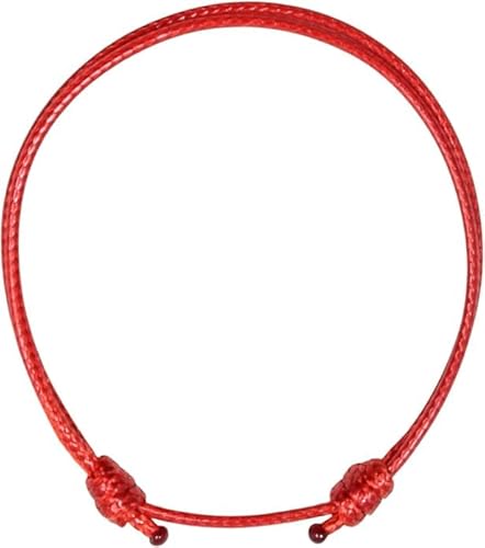 W.S Bracelet for Men String - Adjustable Bracelet for Women - Unisex Adult Waterproof Nylon Cord Surfer Passion protection strength Power Talisman Good Luck Charm Energy String of Fate Love, (RED)