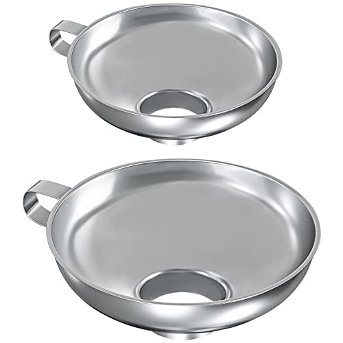 Wide Mouth Stainless Steel Canning Funnel - for Wide and Regular Mason Jars, Food Grade Funnel Canning Supplies Set, 2 Pack