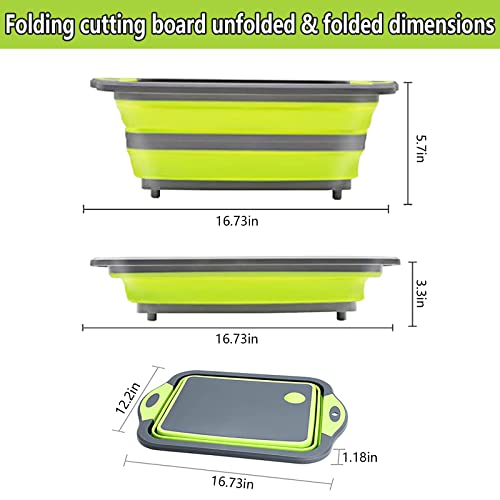 Umikakitchen Collapsible Cutting Board - Portable Washing Veggies Fruits Food Grade Camping Sink (4.25 Gal) With Draining Plug - Collapsible Sink Camping,Camping Dish Washing Station(Green) #TOP3