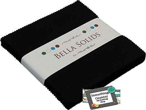 Bella Solids Blacks Moda Charm Pack by Moda Fabrics; 42-5" Quilt Squares
