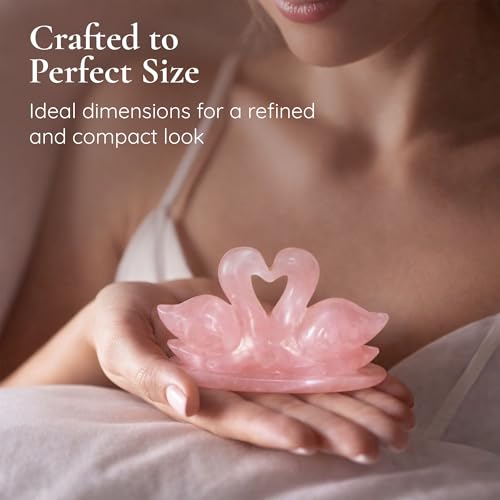 Image of Natural Rose Quartz Swan Pair | 100-200 g Certified Rose Quartz Crystal Love Birds Showpiece | Symbol of Love, Loyalty & Togetherness | Home & Office Decor | Ideal for Gifting