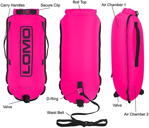 Lomo Roll Top Dry Bag Swimming Tow Float - Pink