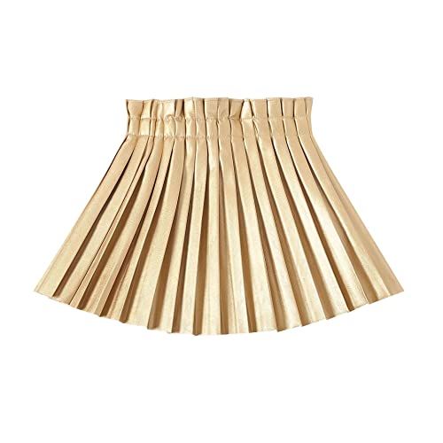 Welaken Pu Leather Skirts For Girls Kids & Teen & Toddler & Women Faux Leather Pleated Skirts,Gold,6-7 Years #TOP20