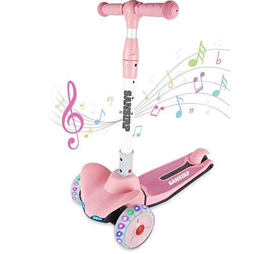 AOODIL Patinete de 3 Ruedas, patinetes para niños de 4 Niveles, Alturas Ajustables con función de música, Patinete para niños pequeños Plegable con un botón y 3 Ruedas LED para Edades de 2 a 12 años