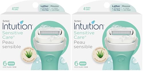 INTUITION Schick Refill,Razors for Women Sensitive Skin | Intuition Razor Blades Refill with Organic Aloe,Razor Refills,6 Count (Pack of 2)
