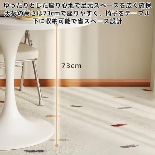 ZHZサイドテーブル ダイニングテーブルニマリストでスタイリッシュで 食事卓 掃除簡単 組み立てあらゆる場面に適し (ブラック,直径 50cm・高さ 73cm) [5]