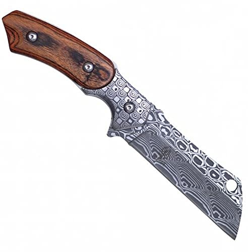 Fixed Blade Hunting Knife | Faux Damascus Etch Razor-Style Sheepsfoot Pro Tactical Limited Camping Outdoor Knife Blade Tigr0M02969 #TOP14