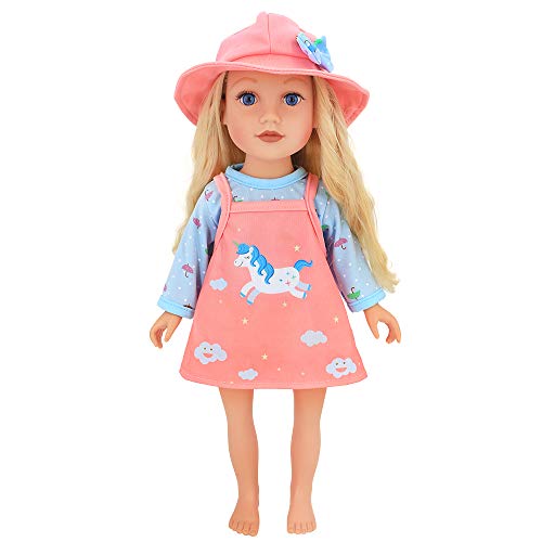 Zwoos Doll Clothes For Baby Dolls, Cute Unicorn Print Outfit With Hat For 14-16 Inches Dolls (Pink) #TOP1