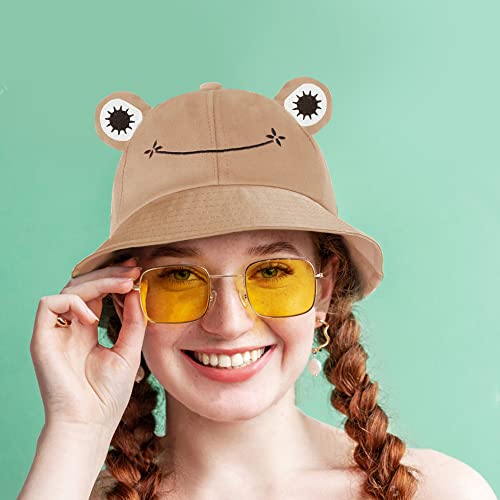 Saoropeb Frog Hat For Adult Teens, Cute Frog Bucket Hat, Cotton Bucket Hat Funny Hat Fisherman Hat For Men Women Nude Pink #TOP2