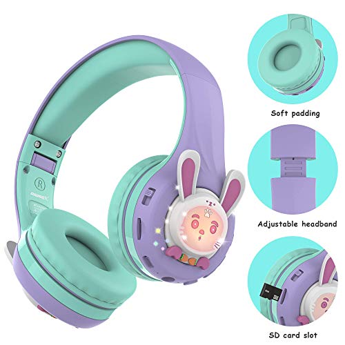 Riwbox Wt-7S&Rb-7S Kids Headphones Wireless, Bundle 2 Packs Foldable Stereo Bluetooth Headset With Mic And Volume Limited For Pc/Laptop/Tablet/Ipad (Blue&Purple) #TOP7