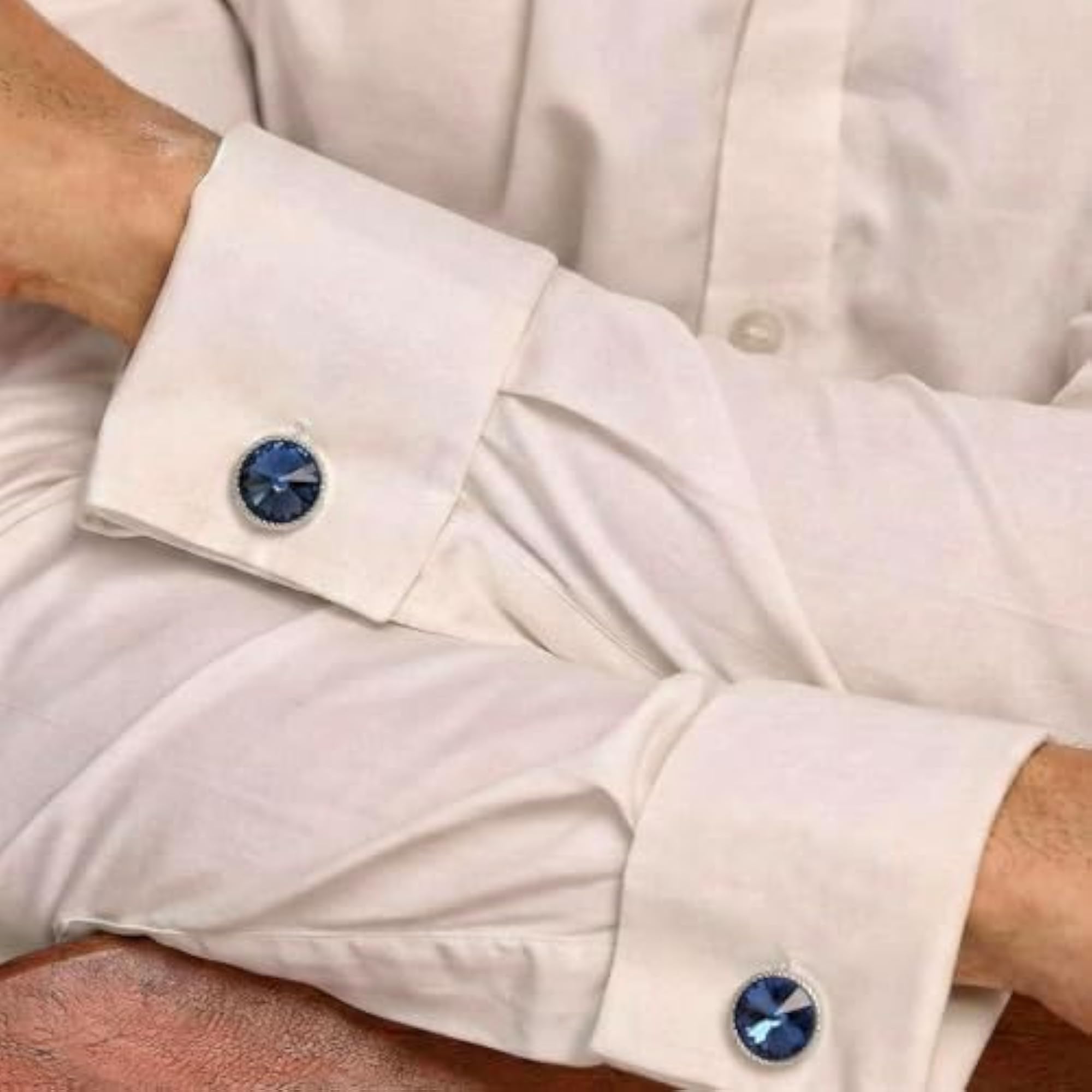 Crystal Metal Cufflinks for Men, Elegant Round Accessories