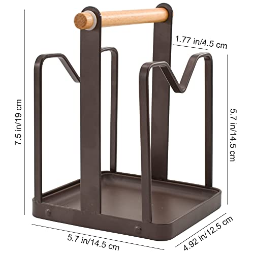 Vanra Cutting Board Organizer Metal Steel Pot Lid Holder Stand Kitchen Countertop Pot Pan Lid Rack, 2 Slots (Deep Brown) #TOP1
