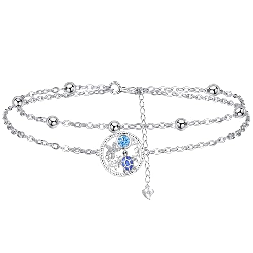 Micory Damen Schildkröte Armband 925 Silber mit Geschenkbox Armbänder Damen Verstellbar Armkette Schmuck Geschenk für Mädchen Frau Mutter Tochter