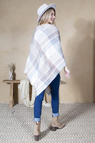 Mini Momo Blanket Shawl Wrap Mommy And Me Matching Cape - Boho Open Front Winter Poncho Buffalo Plaid Warm Cardigan (Blanket Poncho - Plaid Beige, Age 6-11) #TOP2
