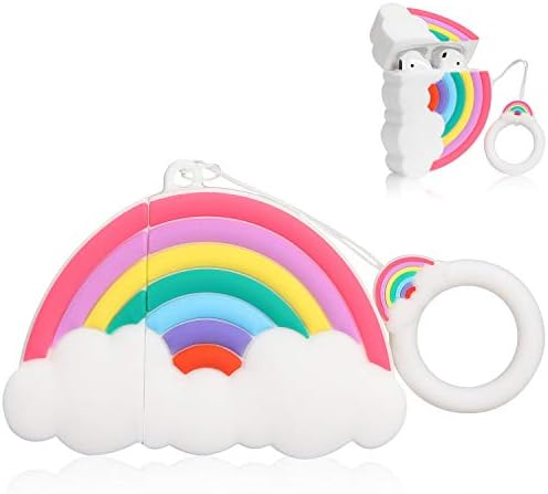 Mulafnxal Compatible with Airpods 1&2 Case,Silicone 3D Cute Fun Funny Cartoon Character Airpod Cover,Kawaii Fashion Colorful Chic Design Skin,Shockproof Cases for Teens Girls Boys Air pods (Rainbow)