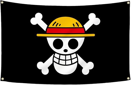 For One Piece Animation Luffys Straw Hat Pirate Flag Multi-colored, for Room, Cosplay & Party, 59in x 36in 3x5 FT