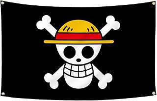 For One Piece Animation Luffy's Straw Hat Pirate Flag Multi-colored, for Room, Cosplay & Party, 59in x 36in (3x5 FT)