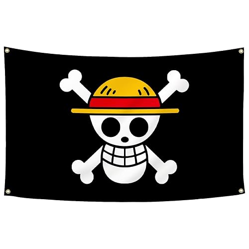 For One Piece Animation Luffy's Straw Hat Pirate Flag Multi-colored,