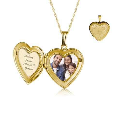 14K Solid Gold Heart Locket Necklace for Women 10K 14K 18K Gold Personalized Love Heart/Butterfly Locket Necklace Anniversary Valentine Birthday Gifts for Women Wife Mom