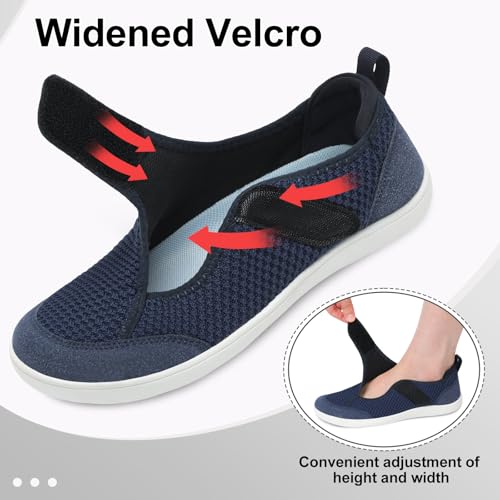 Image of LeIsfIt Wide Toe Box Diabetic Shoes for Women Zero Drop Barefoot Sneakers Breathable Adjustable for Edema Swollen Feet & Seniors