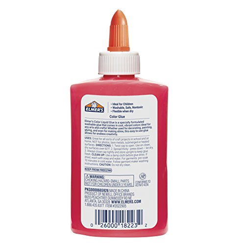 Elmer's Washable Glue, Colors, 5 Ounces, 4 Count, For Making Slime, 5 Oz, 4-Assorted #TOP6