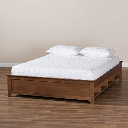 Baxton Studio Bed Frames, Queen, Ash Walnut #TOP3