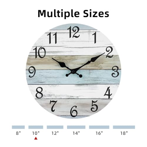 Image of CHYLIN Wall Clock Silent Non-Ticking Battery Operated Rustic Coastal 10 inch