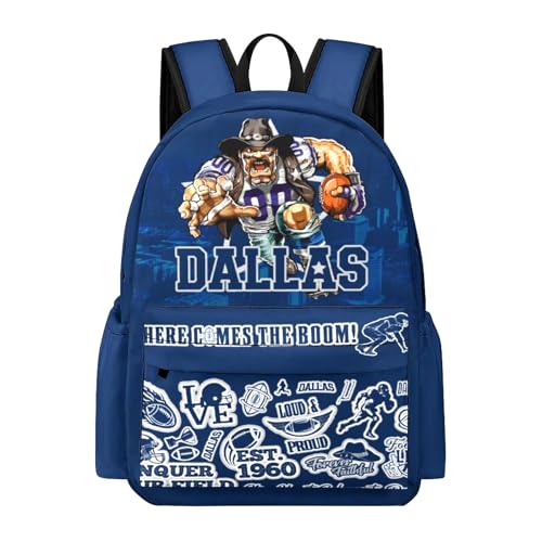 Football Gifts for Dallas Fans, Football Backpack for Men Women, Blue Team Color Large Capacity Bag, Daily Use backpack, Laptop Travel Sport Bag