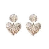 Women Full Rhinestones Sparkling Crystal Heart Love Earrings Hand Chain Drop Dangle Earrings Jewelry