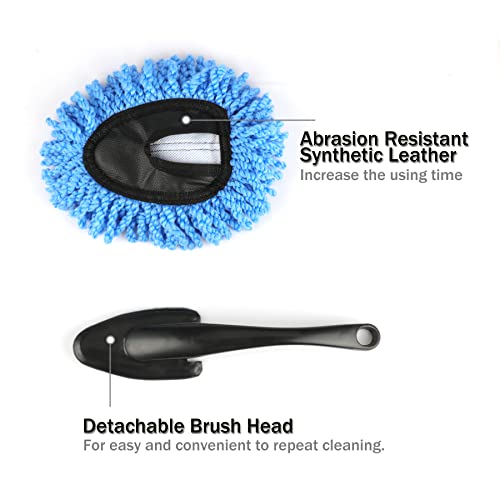 Amiss 2 Pack Mini Microfiber Car Dash Duster Brush, Multi-Functional Car Cleaning Brush, Car Interior Exterior Accessories, Cleaning And Washing Tool For Car - Blue #TOP2