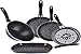 Magefesa K2 Gransasso Set 5 Pfannen rund 18/20 und 24 cm, Wokpfanne 28 cm und Grillpfanne 28 x 28 cm, emaillierter Stahl, Induktion und Spülmaschine, grau