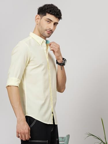 Image of The Indian Garage Co Men Slim Fit Placement Embroidered Full Sleeves Cutaway Collar Casual Shirt