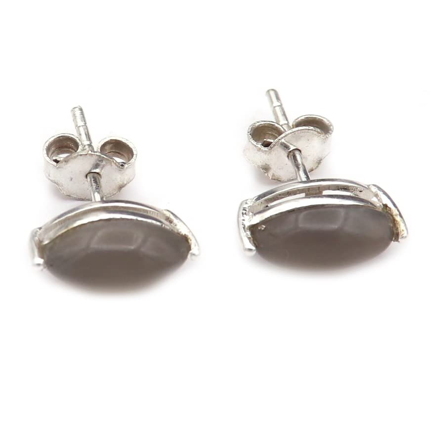 GenericGoyal Jewels Gray Moonstone Gemstone Solid 925 Sterling Silver Stud Earring Handmade Jewelry GTER271, Metal Gemstone, gemstone