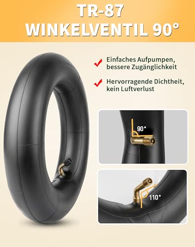 LAOYE 2er Schlauch 10x2.5 Schlauch 10 Zoll für E Scooter Reifen 60/70-6.5 Winkelventil 90° für Kinderwagen Laufrad Fahrrad Kinderrad Dreirad