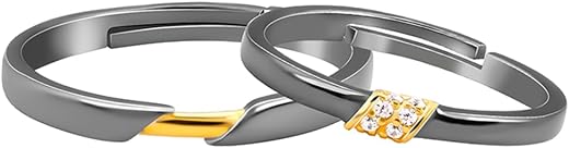 GIVA Unisex Adult 925 Silver Dual Tone Forever +1 Couple Bands,Male Ring: Indian - 18,Female Ring: Indian - 12| Gifts for ...