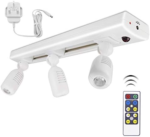 HONWELL LED Spotlights Track Lighting Remote Controlled with 3 Rotatable Heads Lights, Under Cabinet Counter Lighting Straight Bar Ceiling Spotlight for Artwork Display,Kitchen and Living Room