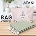 ATANI 69x35 in Oversized Turkish Beach Towel Set with Tote Bag – Quick-Dry 100% Turkish Cotton Peshtemal, Sand-Resistant, Lightweight for Shower, Travel, Pool, Yoga (Green)