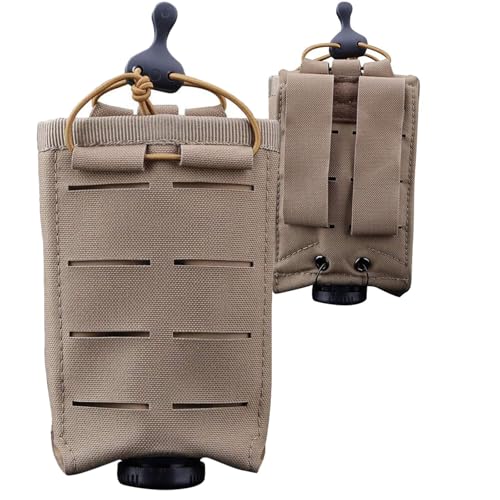 YChoolco Tactical 5.56mm Single Mag Pouch – Shock Cord Retention & MOLLE-Compatible Carrier for Hunting & Tactical Gear(Brown)
