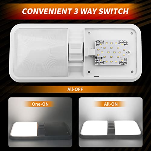 Yakastar Rv 12V 1100 Lumen Led Rv Lights Interior Ceiling Double Dome Light Frosted With On/Off Switch For Rv/Trailer/Camper/Truck/Van/Boat/Car(Natural White 4000-4500K)(5-Pack) #TOP3