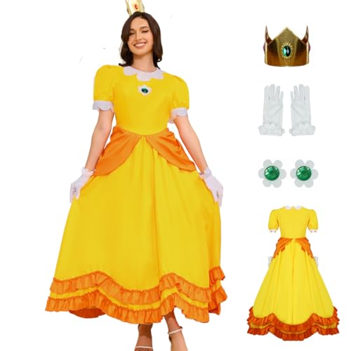 AYYOHON Super Brothers - Disfraz de princesa melocotón para mujer, color rosa